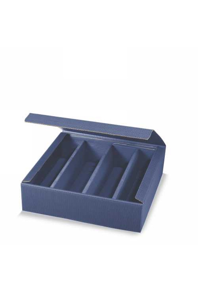 Wijndoos Modern Blauw 4 Fles 36x39x10cm 25stuks