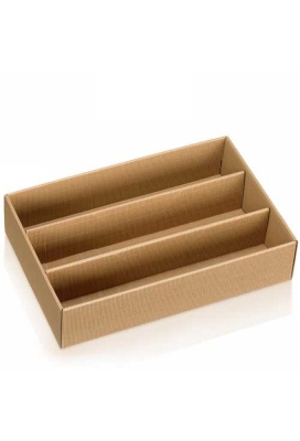 Wijndoos Modern Naturel Rib 38x25x9cm 3 fles 25stuks