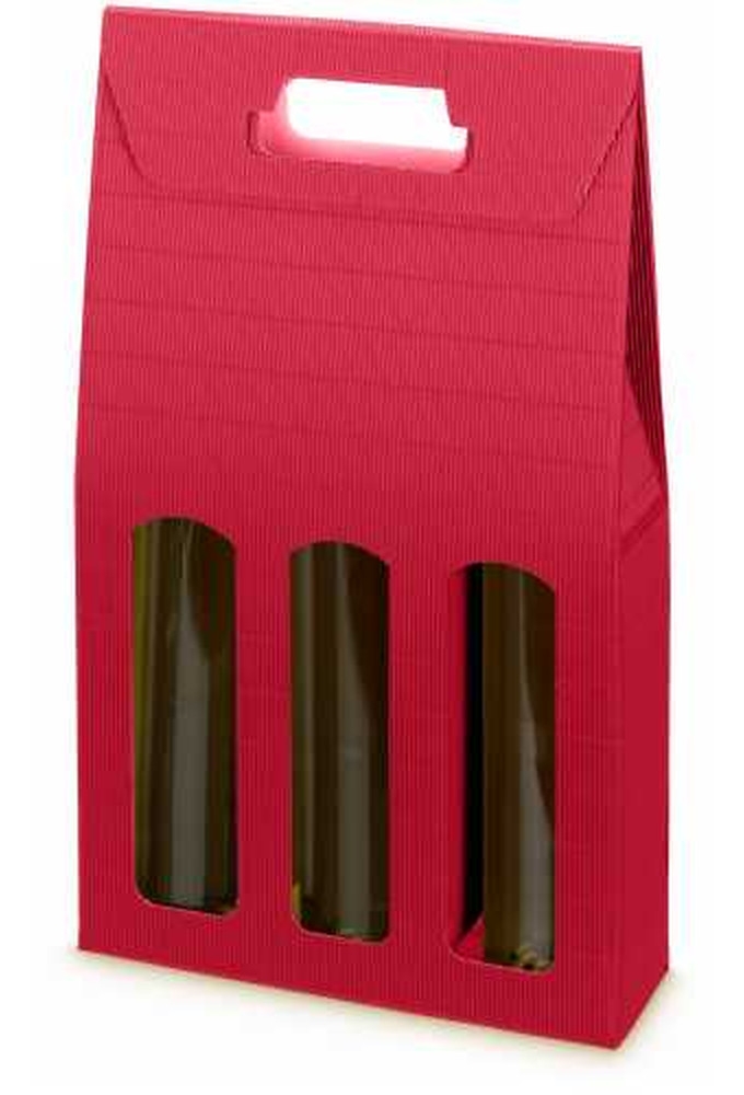 Wijndoos Modern Rood 38x26.5x9cm 3 fles 50stuks