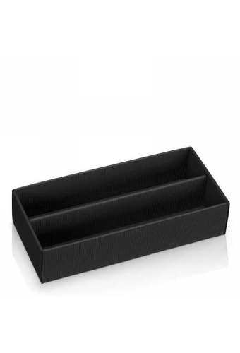 Wijndoos Modern Zwart Rib 38x17x9cm 2 fles 25stuks