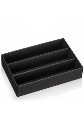 Wijndoos Modern Zwart Rib 38x25x9cm 3 fles 25stuks