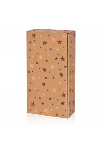 Wijndoos Naturel Stars 2 Fles 36x18x9cm 25stuks