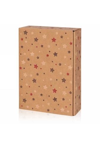 Wijndoos Naturel Stars 3 Fles 36x25x9cm 25stuks