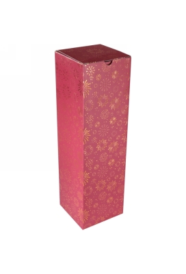 Wijndozen 1-Fles Vuurwerk Rood & Goud 9.5x9.5x33cm 10stuks