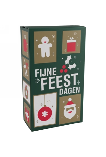 Wijndozen Fijne Feestdagen Groen voor 2 fles 19x9.5x33cm 10stuks