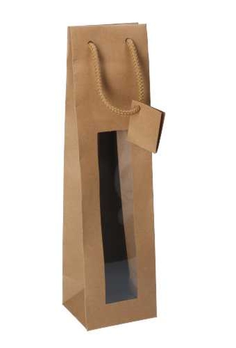 Wijnflestas Vintura Kraft Mat Met Venster 10x9x38cm 1 fles 20stuks