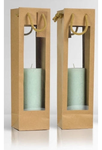 Wijnflestas Kraft Met XL Venster 10x9x40cm 1fles 20stuks