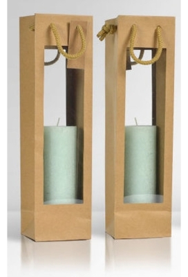 Wijnflestas Kraft Met XL Venster 10x9x40cm 1fles 20stuks