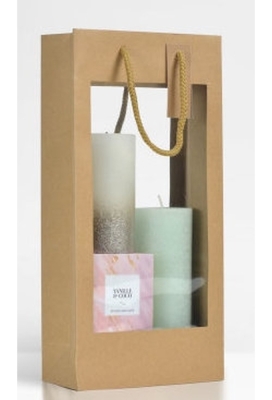 Wijnflestas Kraft Met XL Venster 18x9x38cm 2 fles 10stuks