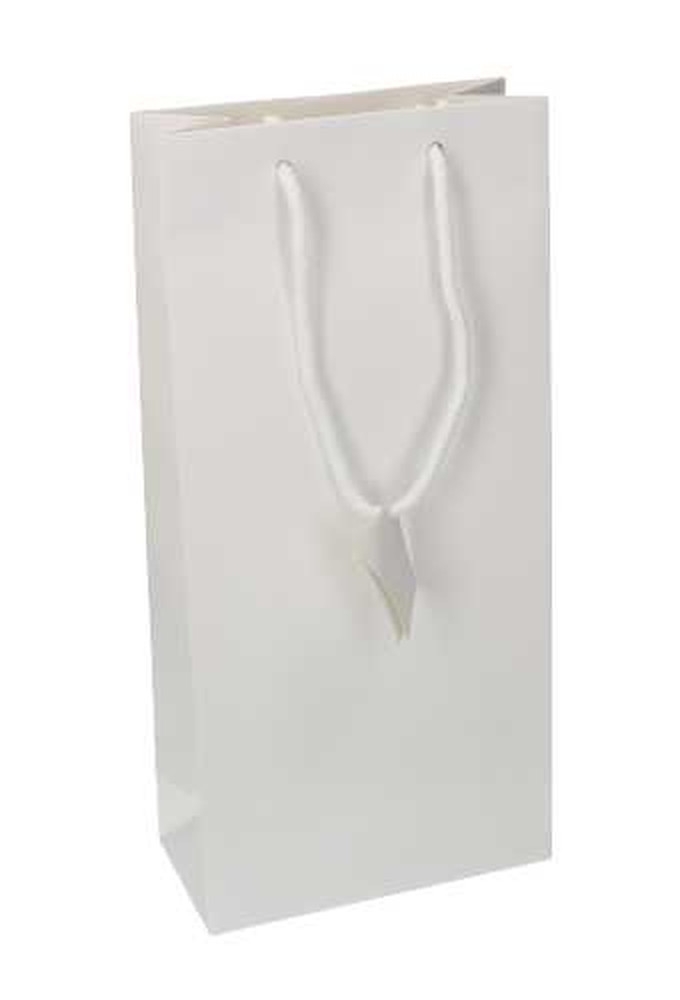Wijnflestas Wit Mat 2 fles Met Koord 18x9x38cm 10stuks