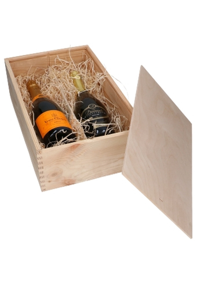 Wijnkist 2 Fles Champagne Schuifdeksel 40x24.3x12.3cm 10stuks