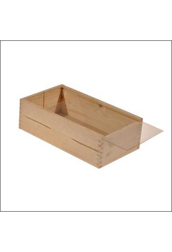 Wijnkist 2 Fles Schuifdeksel & Venster 34x18.2x9cm 10stuks