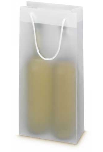 Wijntasje 2 fles Transparant Frost 17x8.5x36cm 10stuks