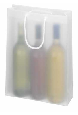 Wijntasje 3 fles Transparant Frost 25x8.5x36cm 10stuks