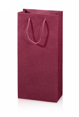 Wijntasje Linnentextuur Bordeaux 2 Fles 17x8.5x36cm 20stuks
