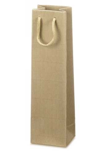 Wijntasjes 1fles Geribbeld Naturel 10x8.5x36cm 20stuks