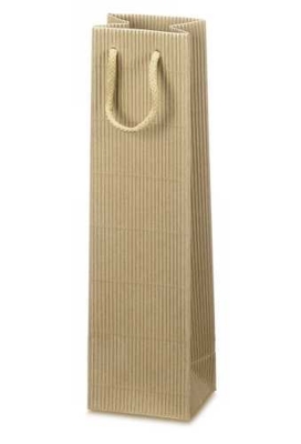Wijntasjes 1fles Geribbeld Naturel 10x8.5x36cm 20stuks