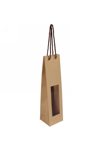 Wijntasjes 1fles Karf met venster 9.8x9x38m 10stuks