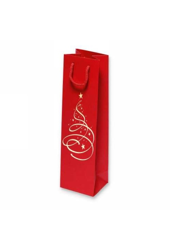 Wijntasjes Kerstboom Rood 1 Fles 10x8.5x36cm 20stuks