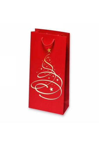 Wijntasjes Kerstboom Rood 2 Fles 17x8.5x36cm 20stuks