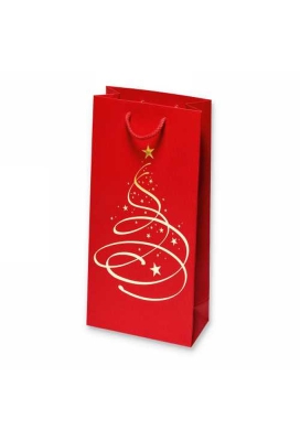 Wijntasjes Kerstboom Rood 2 Fles 17x8.5x36cm 20stuks