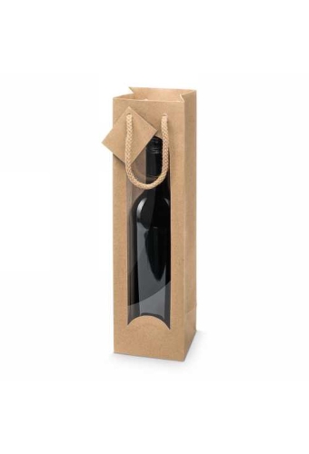 Wijntasjes Kraft & Venster 1 Fles 10x8.5x36cm 20stuks