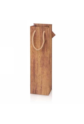 Wijntasjes Met Venster 1fles Timber 10x8.5x36cm.20stuks