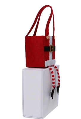 Wijnverpakking 2 Flesjes Piccolo Santa Met Voetjes 11x7.5x24cm 1stuks