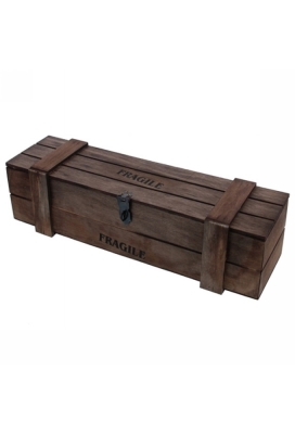 Wijnverpakking Fragile kist 1 fles donkerbruin 37x11x10.5cm 8stuks