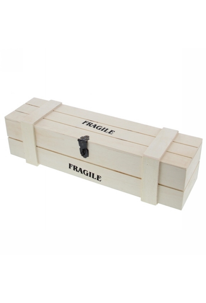 Wijnverpakking Fragile kist 1 fles naturel 37x11x10.5cm 8stuks