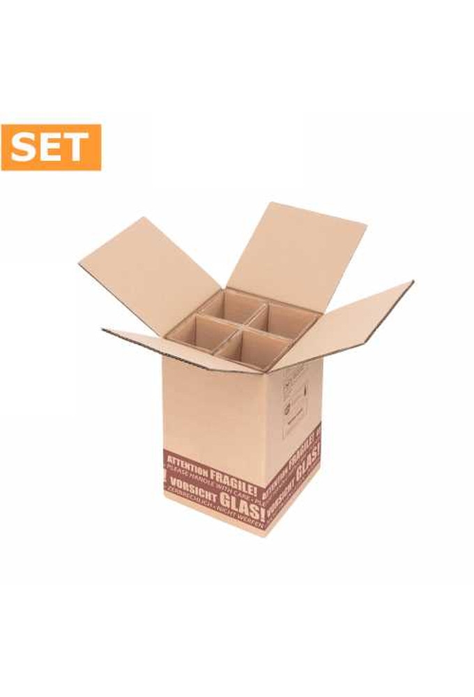 Wijnverzenddoos 4 fles & Interieur 40x21x21cm 20stuks