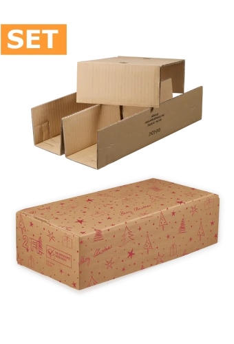 Wijnverzenddoos Xmas 2-fl & Interieur 40x20x11cm 25stuks
