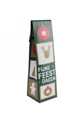 Wijnzak 1-Fles Fijnefeestdagen 9.5x9.5x41cm 25stuks