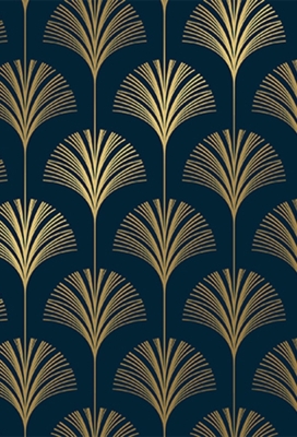 Cadeaupapier Coated royal palmetto donkerblauw & goud 50cm x 200meter