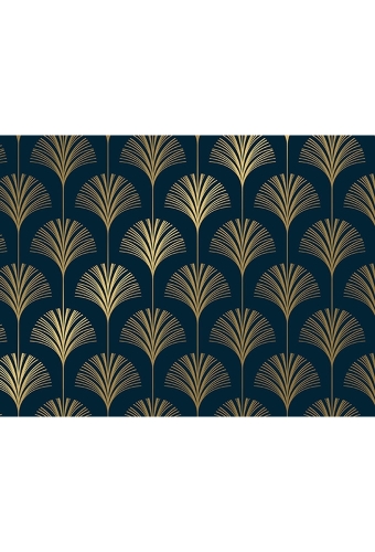 Cadeaupapier Coated royal palmetto donkerblauw & goud 70cm x 200meter