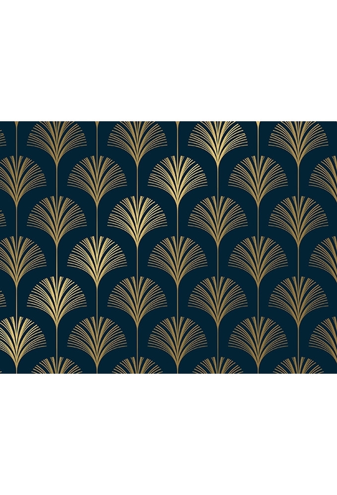 Cadeaupapier Coated royal palmetto donkerblauw & goud 70cm x 200meter