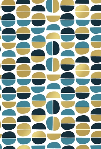 Cadeaupapier Coated ova blauw & goud 70cm x 200meter