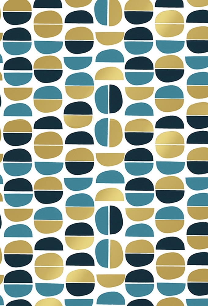 Cadeaupapier Coated ova blauw & goud 70cm x 200meter