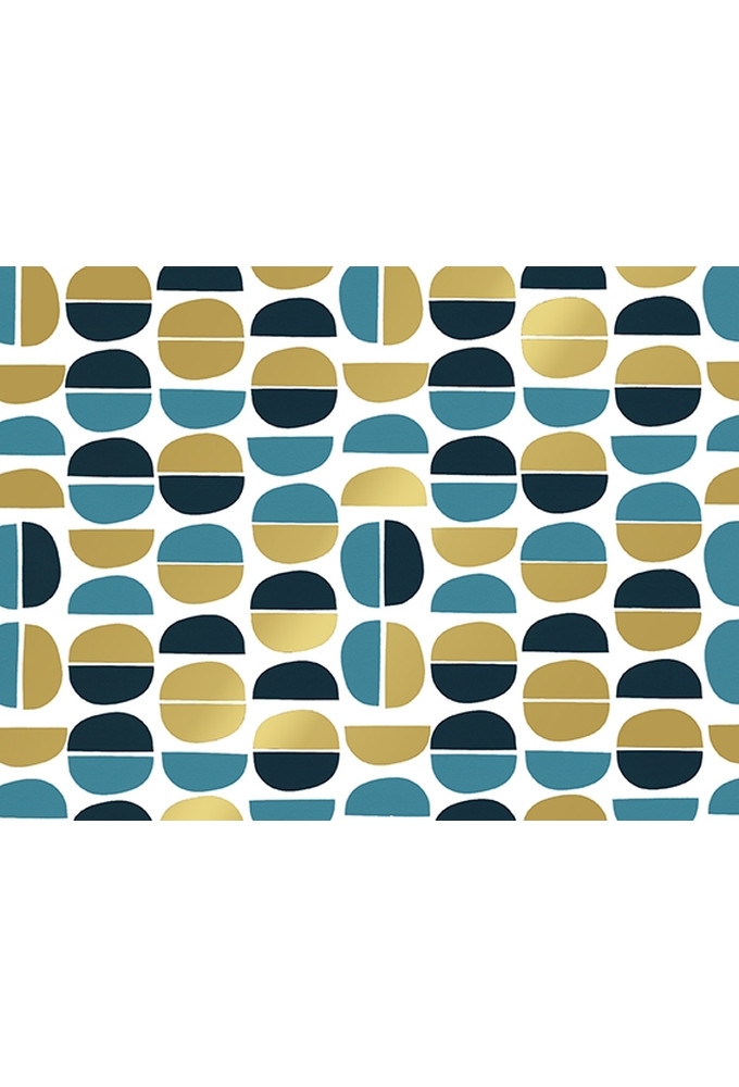 Cadeaupapier Coated ova blauw & goud 70cm x 200meter