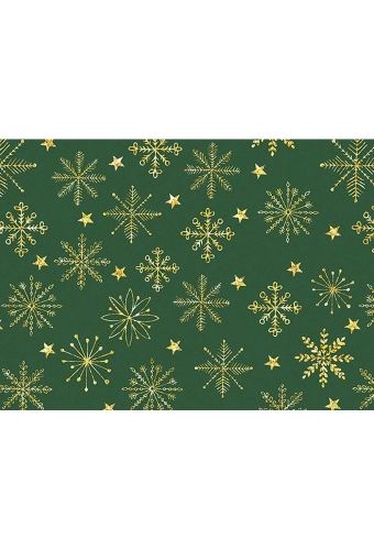 Kerstpapier Holographic christmas winter crystal groen 70cm x 200meter