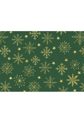 Kerstpapier Holographic christmas winter crystal groen 70cm x 200meter