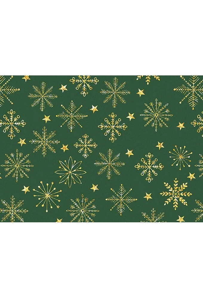 Kerstpapier Holographic christmas winter crystal groen 70cm x 200meter