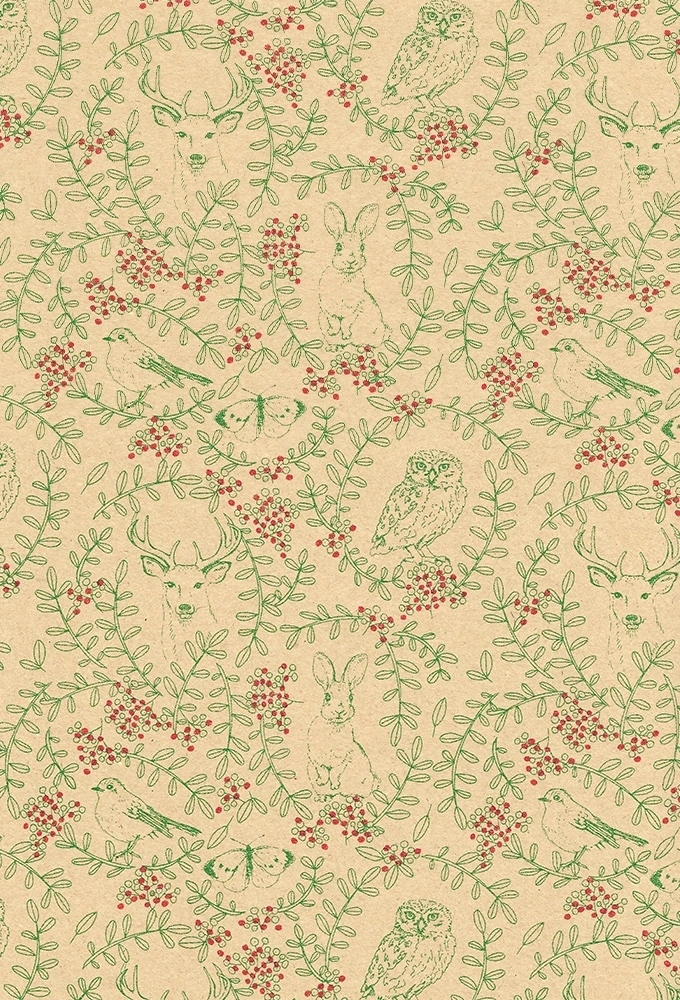 Kerstpapier Consumentenrollen Winter Garden Kraft 70cm x 2meter 1stuks