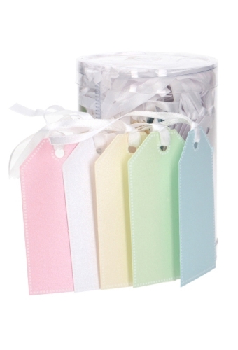 Kadokaartje Pastel Kleuren Assortie Blanco & Koord 4.5x8.5cm 100stuks