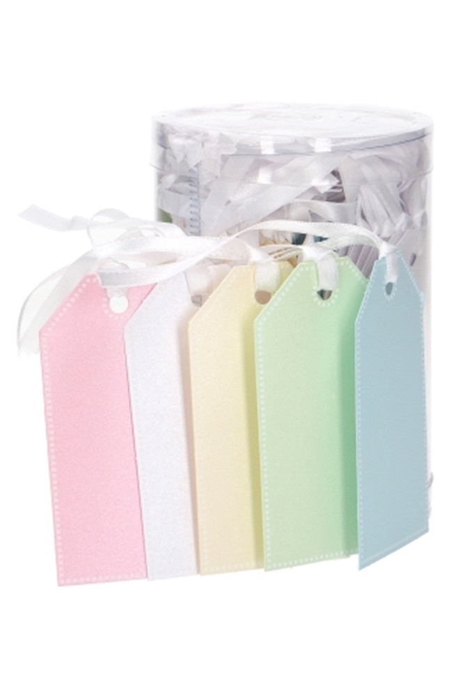 Kadokaartje Pastel Kleuren Assortie Blanco & Koord 4.5x8.5cm 100stuks
