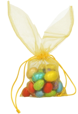 Organza Pasen Zakjes Geel Bunny 11x29cm 10stuks