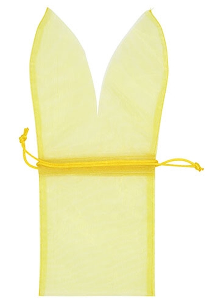 Organza Pasen Zakjes Geel Bunny 11x29cm 10stuks