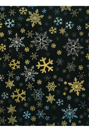 Kerstpapier Coated snow crystal black & gold 50cm x 100meter