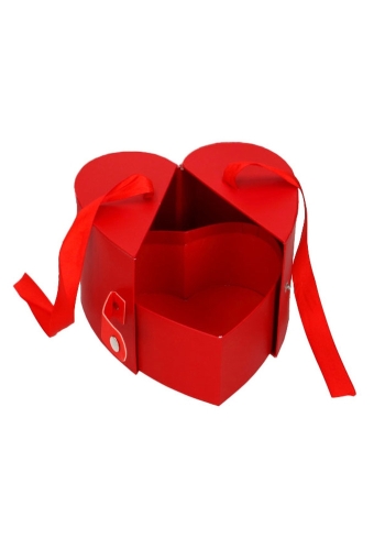 Flowerbox Koffer Hartje Rood Met Sluiting & Lint 1 stuk