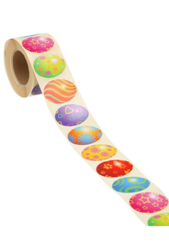 Etiketten Gemengde Pasen Paaseitjes Gekleurd 3x3.8cm 500stuks